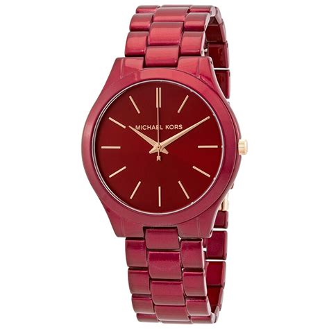 Michael Kors Slim Runway Red Dial Watch MK3895